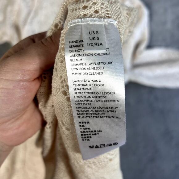 Free People Knit Sheer Boho Dress Women’s Small Soft Beige Cream - Picture 10 of 11